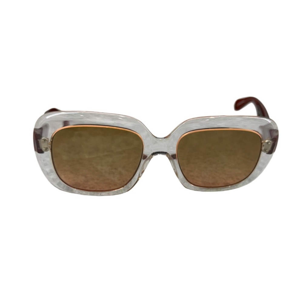 Garrett Leight Amoroso Sunglasses Women 54mm Clear Burgundy Square Gold